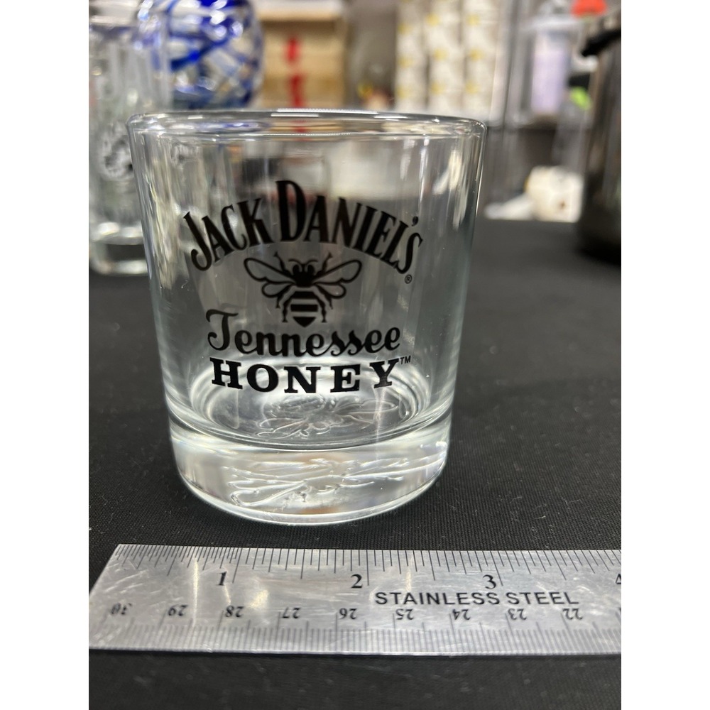 Jack Daniels Tennessee Honey Whiskey Rocks Glass Bumblebee Logo Embossed‎ 8 oz.